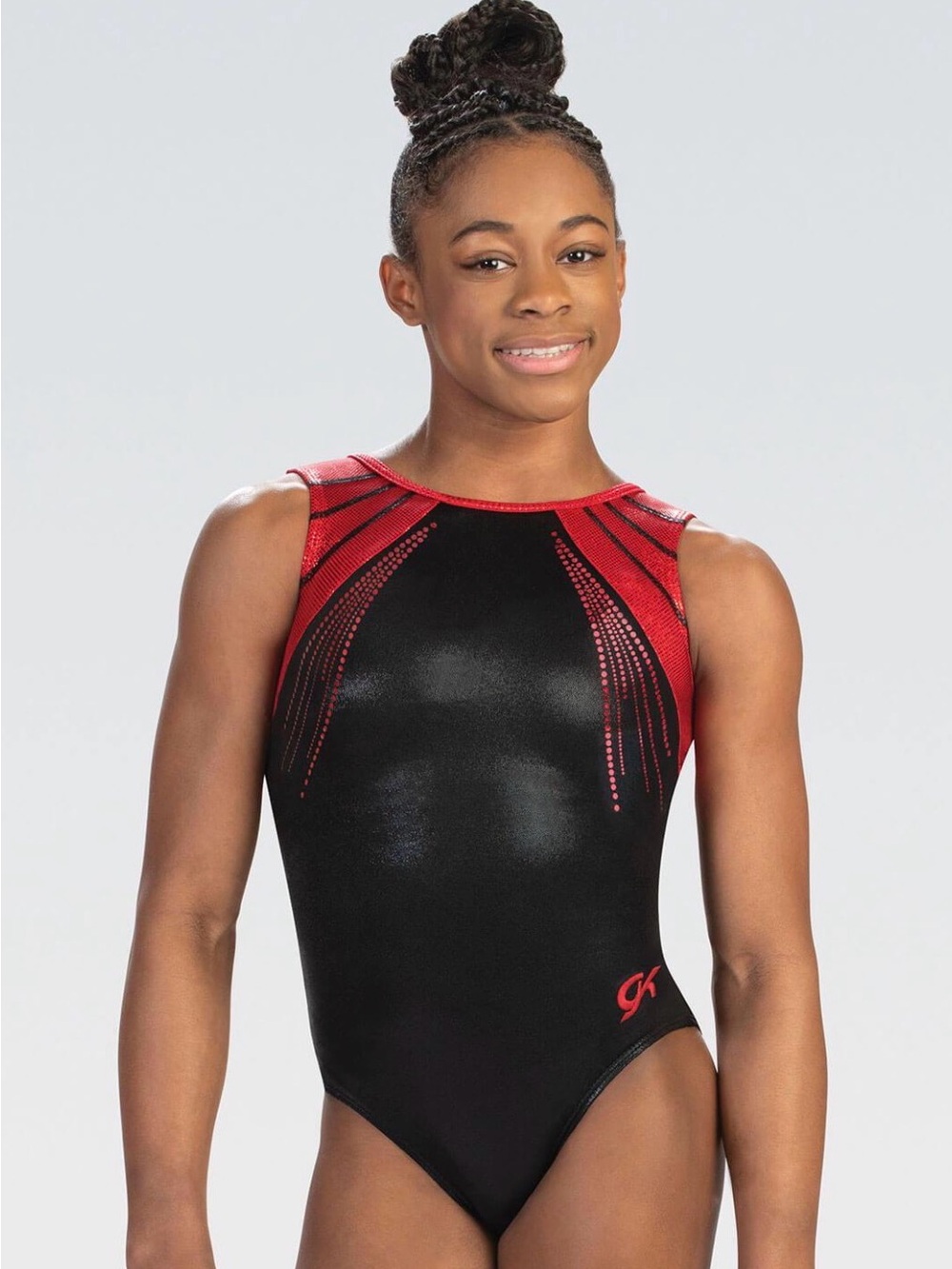 NWOT AM GK Red and Black Leotard with Red Accents